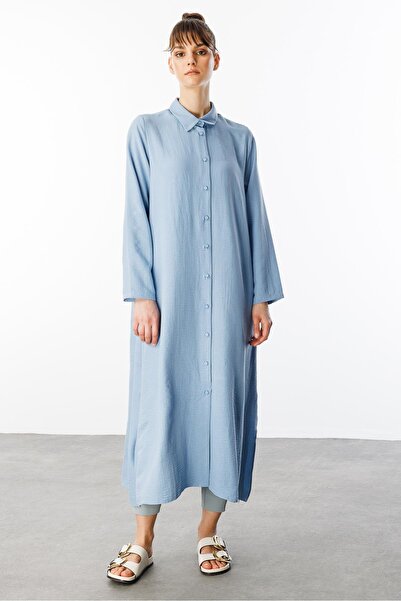 Micca NOUVO İpekçe Doku Kap / Elbise-Mavi