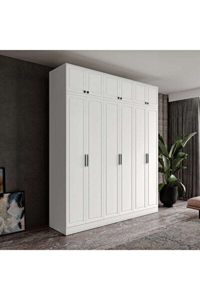 MaceraMobilya 6 Kapaklı Komple MDF Yüklüklü Gardırop