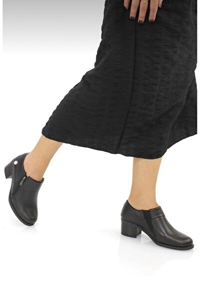 Mammamia D25Ka-3725 Black Genuine Leather Full Orthopedic Women's Casual Daily Shoes