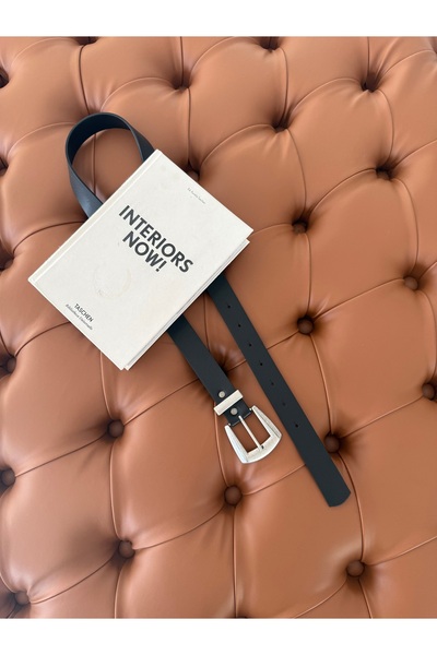 coaksco Women's Silver Antique Buckle Rustic Black Belt