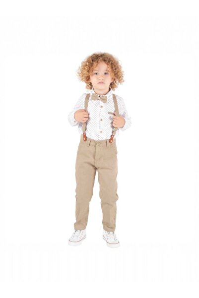 KATIA Baby Boy Pants Suspender Shirt Bow Tie Set |   Stylish Wedding and Special Occasion Combination
