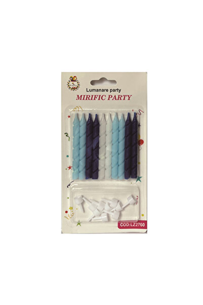 Mirific Party Set of 10 cake candles, blue and white, 8 cm, PPLZ2760
