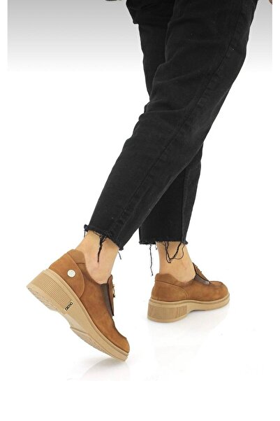 Mammamia D25Ka-7105 Tan Genuine Leather Full Orthopedic Women's Casual Daily Shoes