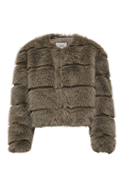 ONLY Women's Brown Jdyofelia Faux Fur Jacket Otw Sie Jacket 15359349-Shitake