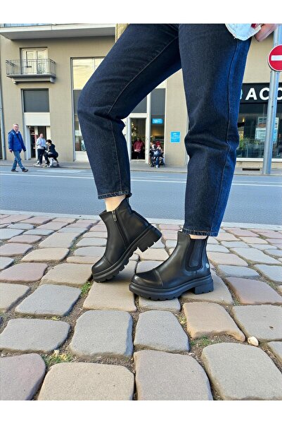 Mammamia D25Kb-1660 Black Genuine Leather Full Orthopedic Daily Women's Boots