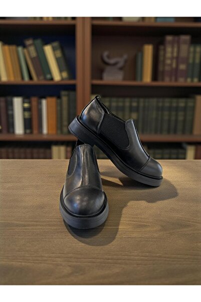 Mammamia D25Ka-7220 Black Genuine Leather Full Orthopedic Women's Casual Daily Shoes