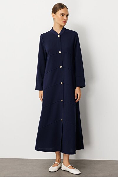 Micca Krep Esnek Doku Elişi Garni Detaylı Kap Ferace-Laci