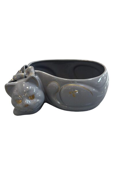 Global-Store Global Store Grey Cat Ceramic Candy Dish