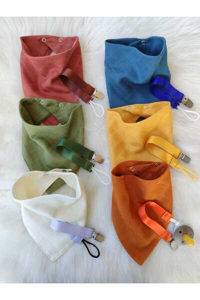 3Baby طقم 12 قطعة / 6 قطع من وشاح الموسلين، مريلة / 6 قطع من حزام اللهاية / ه...
