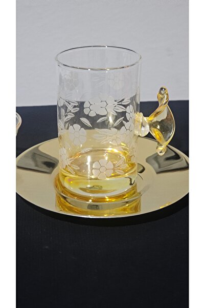 Turkish Store İstanbul Rose Pattern Curling Handle 18 Pieces Tea and Coffee Set