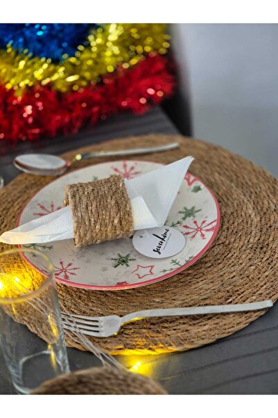 SEVER HOME Wicker Napkin Ring/Rafle 6 Pieces Brown 5 X 6 cm