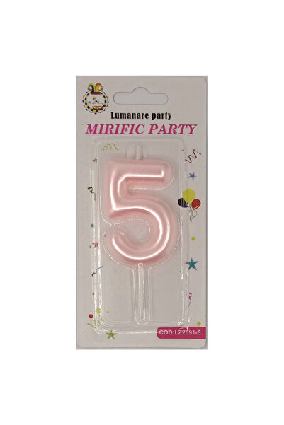 Mirific Party Lumânare roz pentru tort, 6 cm, numărul 5