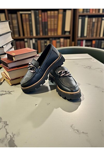 Mammamia D25Ka-3230 Black Genuine Leather Full Orthopedic Women's Casual Daily Shoes