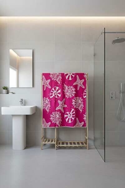 SAVESSA Deniz Kabuğu Serisi %100Pamuk 90x160cm Fuşya/Krem Ekstra Yumuşak Büyü...