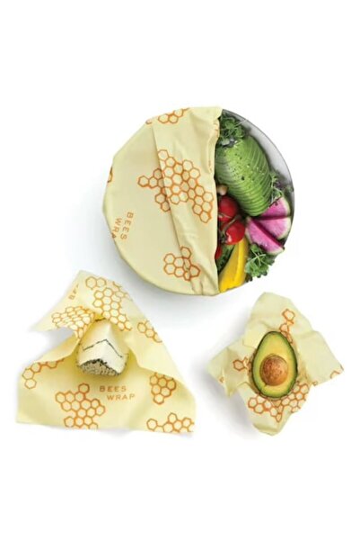 7LIFE Set de 3 folii alimentare reutilizabile din ceară de albine – , ,