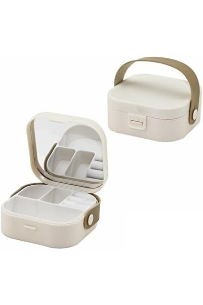 Eşya Dünyası Taşınabilir Mini Takı ve Makyaj Kutusu – Aynalı, Çok Bölmeli, Ko...