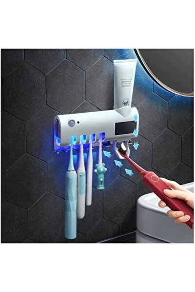 UNİBOX Suport Periute Dinti, Sterilizator UV, Dozator Pasta Dinti, 3 in 1, Mo...