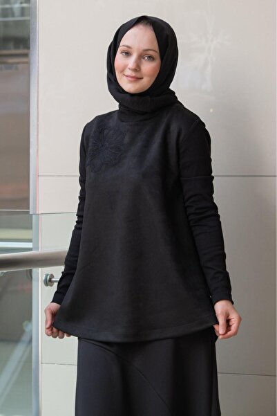 Nuss Floral Embroidered Sleeves Knitwear Nubuck Tunic