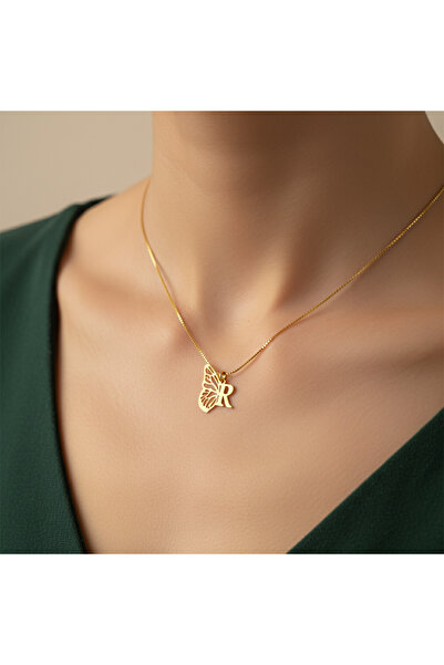 TabiTela 14 ayar altın kolye ucu "R"harfi GM361 0.5 gr