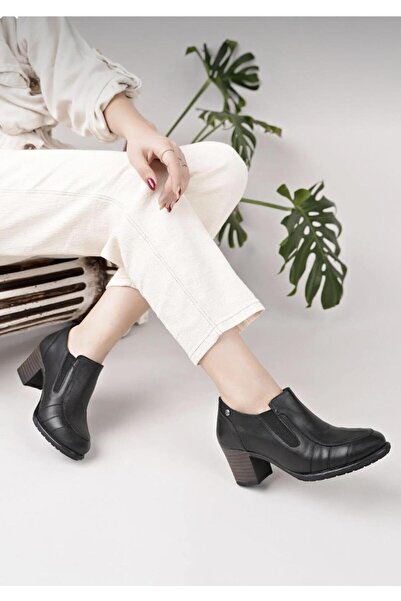 Mammamia D25Ka-3360 Black Genuine Leather Full Orthopedic Women's Casual Daily Shoes