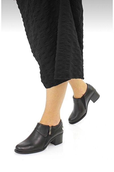 Mammamia D25Ka-3725 Black Genuine Leather Full Orthopedic Women's Casual Daily Shoes