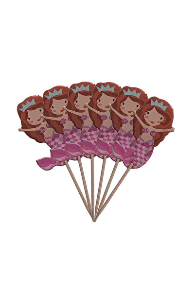 MP Mirific Party Set de 12 scobitori decorative, roz, 10,5×4 cm, sirenă