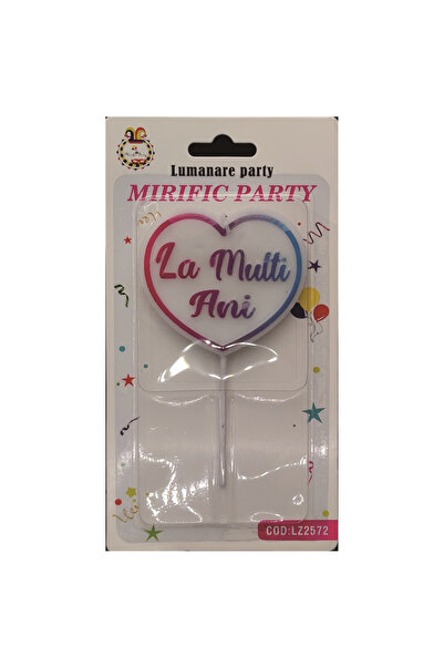 Mirific Party Cake candle, red, purple, blue, 12 cm, heart-shaped