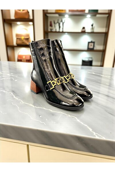 Mammamia D25Kb-8270 Black Patent Leather Genuine Leather Full Orthopedic Daily Women's Boots