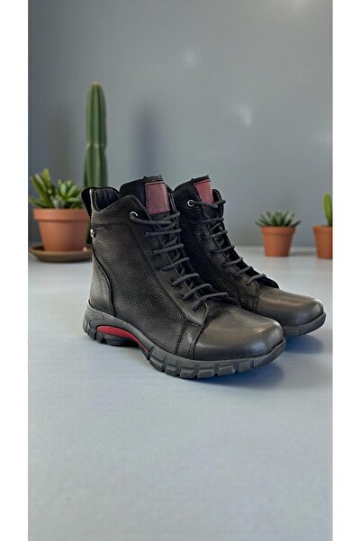 Mammamia D25Kb-4470 Black Genuine Leather Full Orthopedic Daily Women's Boots