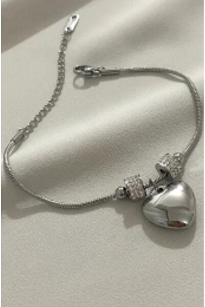 stainless steell نموذج بندورا على شكل قلب سوار فضي اللون من الفولاذ غير القاب...