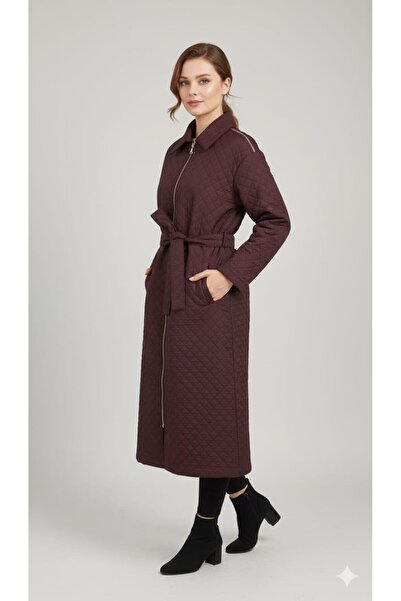 Micca HZR Fermuar Detaylı Jakar Kapitone Spor Trench Kap-MOR