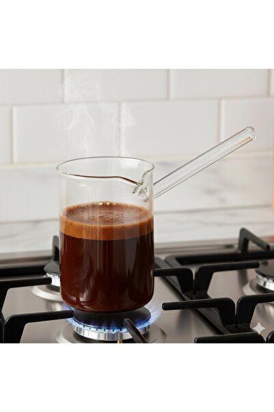 dyris Cam Cezve – Isıya Dayanıklı Şeffaf Kahve ve Süt Isıtma Kabı 10 cm