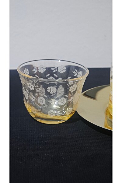 Turkish Store İstanbul Rose Pattern Curling Handle 18 Pieces Tea and Coffee Set