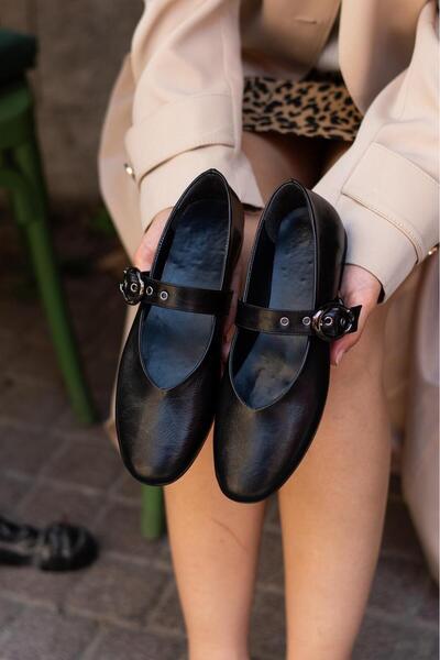 eforia 25021 Black Full Orthopedic Casual Daily Women's Ballerinas