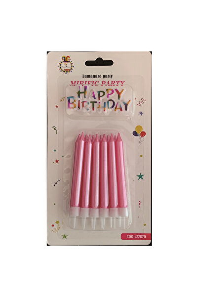 Mirific Party Set de 12 lumânări roz pentru tort, 7 cm