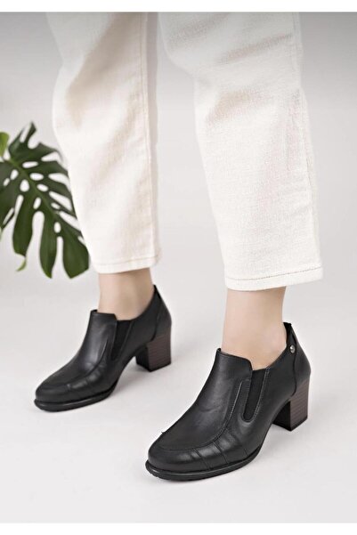 Mammamia D25Ka-3360 Black Genuine Leather Full Orthopedic Women's Casual Daily Shoes