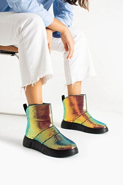 LÜKSERA Şık Görüntülü Turuncu Bot Holigramlı İç Detay Kumaş Dışı Parlak Bağcıksız