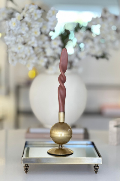 Shura Homeware Metal Top Şamdan Eskitme Dekoratif Obje Mumluk