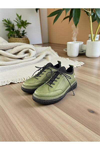 Mammamia D25Ka-100 Khaki Genuine Leather Full Orthopedic Women's Casual Daily Shoes