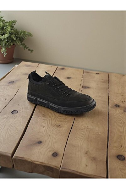 Hammer Jack Madrid Black Genuine Leather Full Orthopedic Casual Daily Men's Shoes