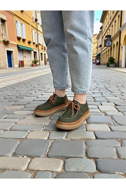 Mammamia D25Ka-7025 Khaki Genuine Leather Full Orthopedic Women's Casual Daily Shoes