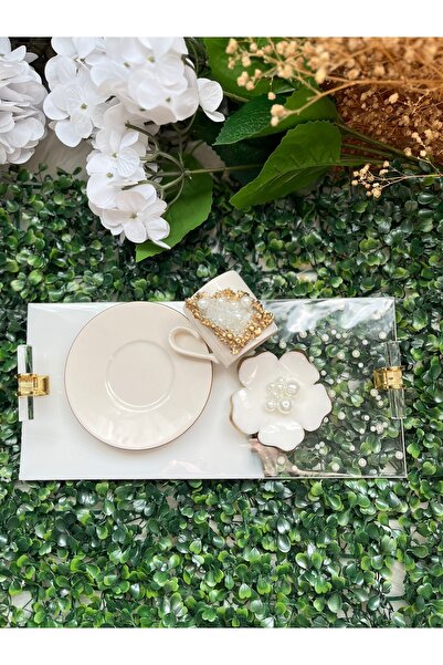 RESİNARTSHOP Epoksi İncili Dikdörtgen Damat Seti