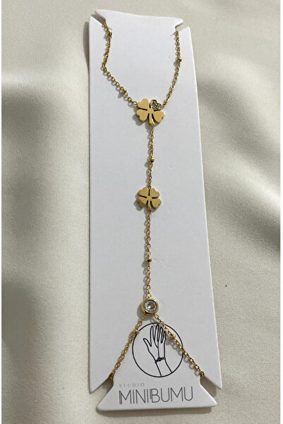 stainless steell Yonca Motifli Kararmaz Çelik Altın Rengi Şahmeran