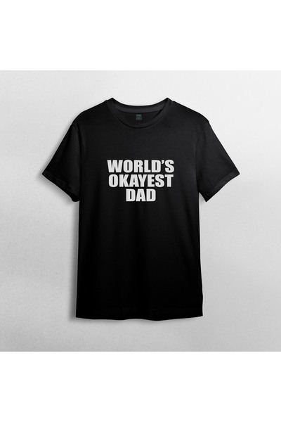 Pixxa World's Okayest Dad Father's Day Dad Unisex 100% Cotton Crew Neck T-Shirt