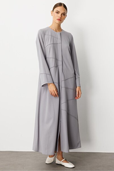 Micca Krep Esnek Dokulu Örme Elişi Kırım Garni Sade Kap/ Ferace-Gri