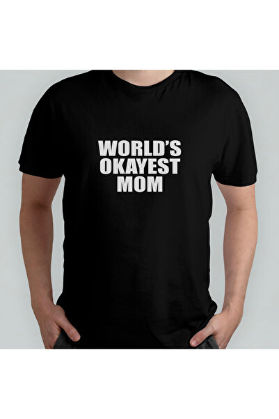 Pixxa World's Okayest Mom Mother's Day Mom Unisex 100% Cotton Crew Neck T-Shirt