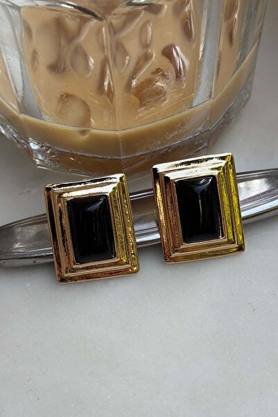 AMORE.İST STORE Gold Çerçeveli Nostaljik Amber Küpe