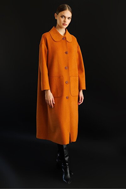 Micca Sweety Yün İçerikli Astarsız Kaban Yada Kap Olarak Kullanım Sunan Trench Kaban-Tarçın