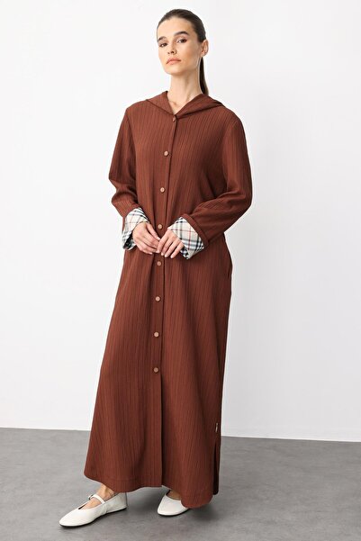 Micca X Garni Spor İnce Hafif Özel Dokulu Zamansız Ferace Kap-Kahve