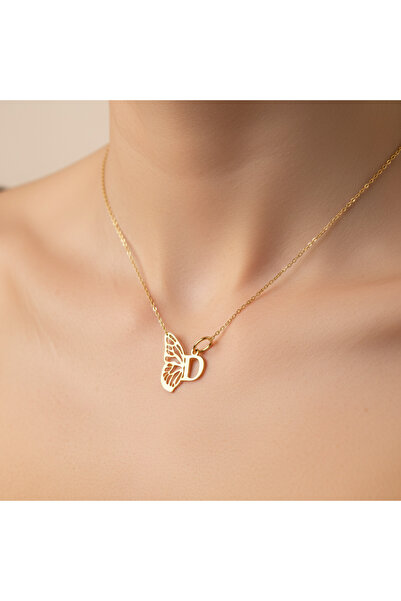 TabiTela 14 ayar altın kolye ucu "D"harfi GM355 0.5 gr